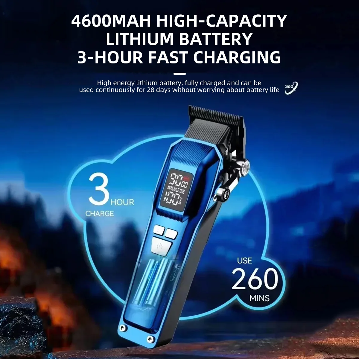 Kemei Gunting Rambut Profesional untuk Pria 9000 RPM Pemangkas Rambut Tanpa Kabel Mesin Pemotong Rambut Perawatan untuk Keluarga KM-2796