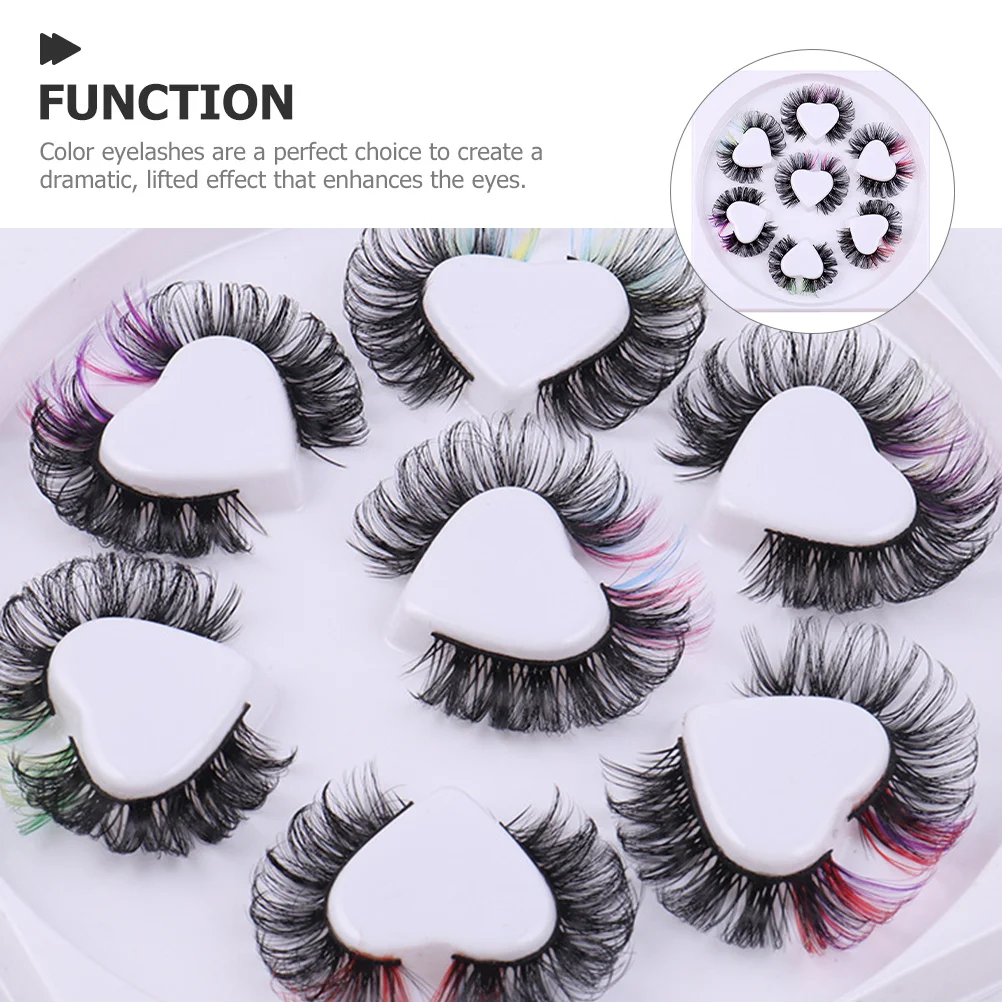 7 ペアのつけまつげエクステンション カラーカーリー 軽量 女性ファッション アイエンハンサー パーティー 特別イベント メイクアップまつげ用