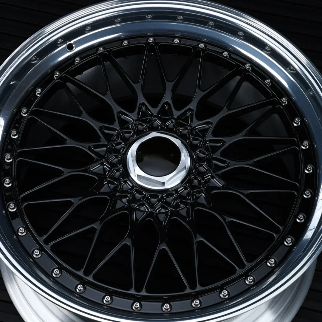 For BMW Audi Modern Tuning Cars UNBO529 Mesh Forged Wheels Black Polished Lip 18 22 Inch SUV Rims