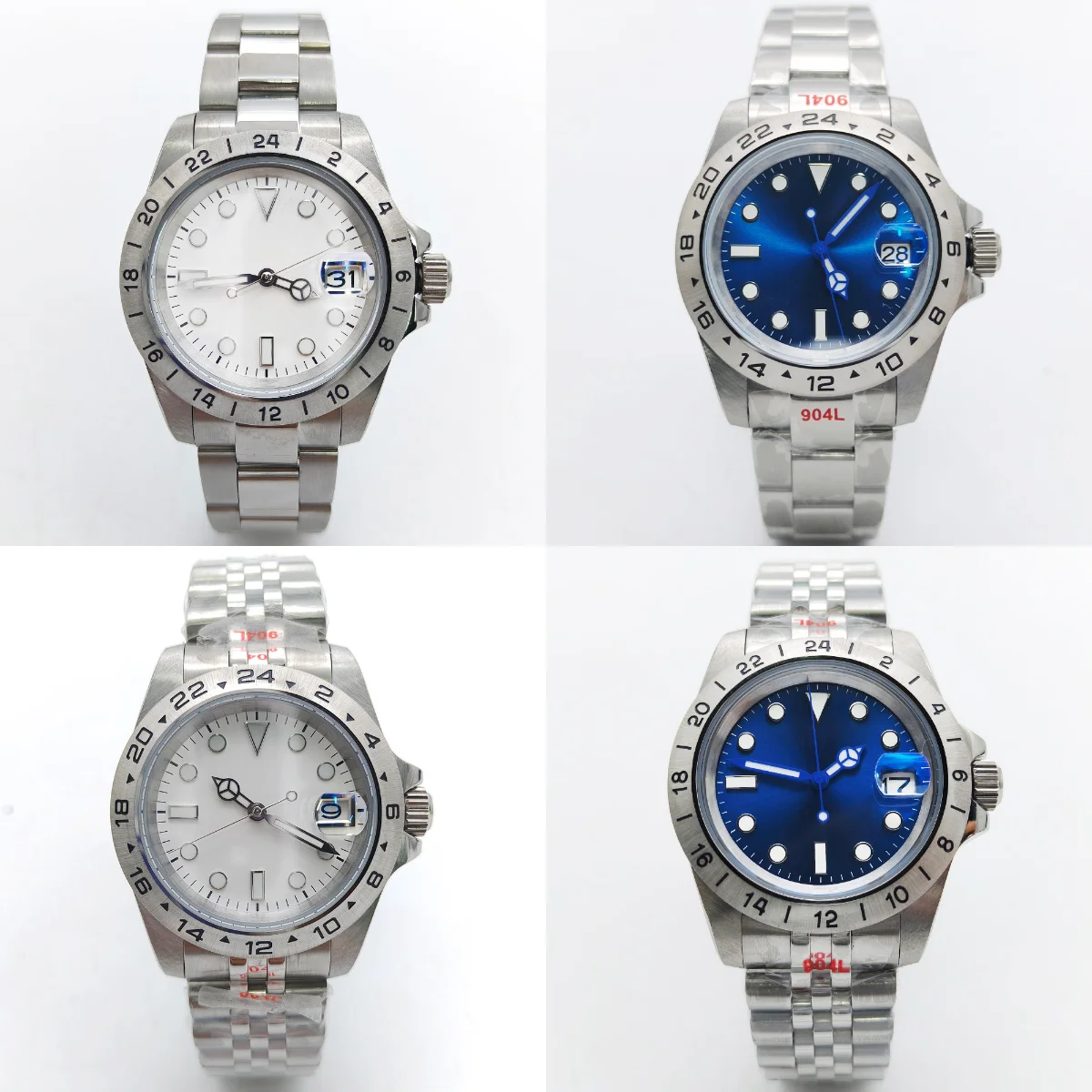 39MM NH35 Full Automatic Mechanical Watch 28.5mm Dial luminous 24 Hour GMT Bezel Stainless Case Sapphire glass Waterproof