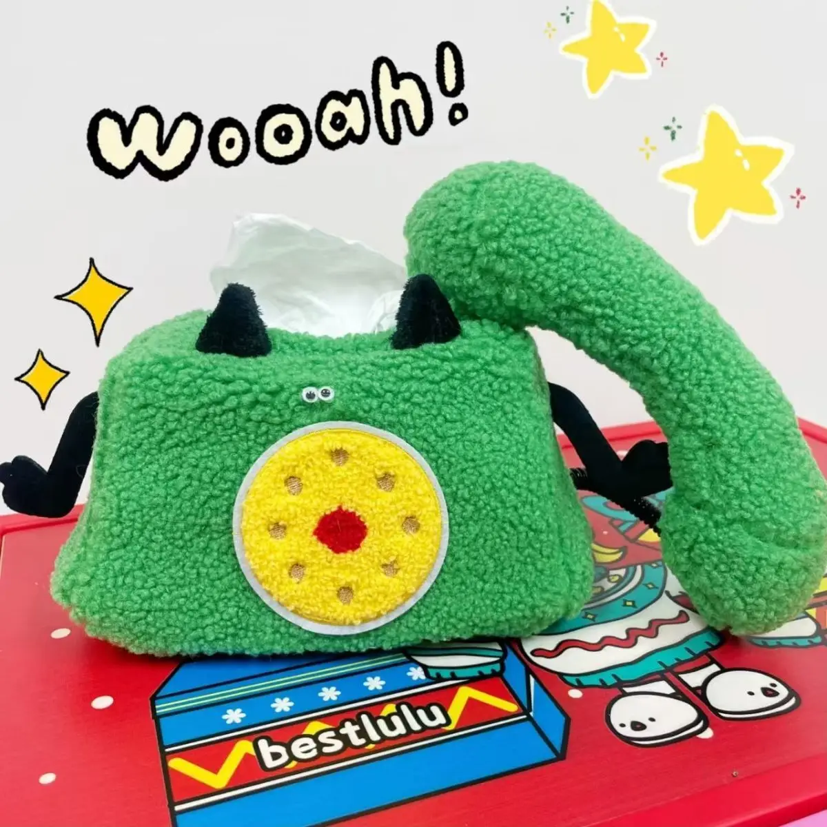 

Plush Creative Cartoon Telephone Tissue Box, Desktop Creative Decoration, Trendy Ornament