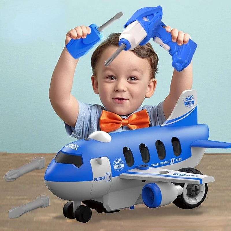 

DIY Remote Control Aircraft Model Toy Light Sound Electric Large Train Bus Boy Disassembly Assembly Airplane Educational Toys