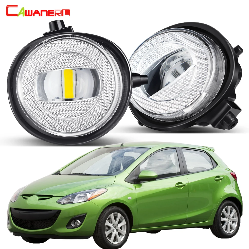 2 Pieces 30W LED Fog Light Assembly For Mazda 2 2010-2015 H11 Car Front Bumper Canbus Lens Fog Daytime Running Lamp DRL 6000LM