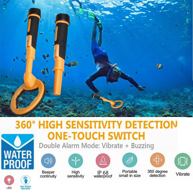 2023 NEW Pulse Dive Underwater Detector Metal Search Detector 2 In 1 Treasure Search Machine 60m Round Probe Pinpointer