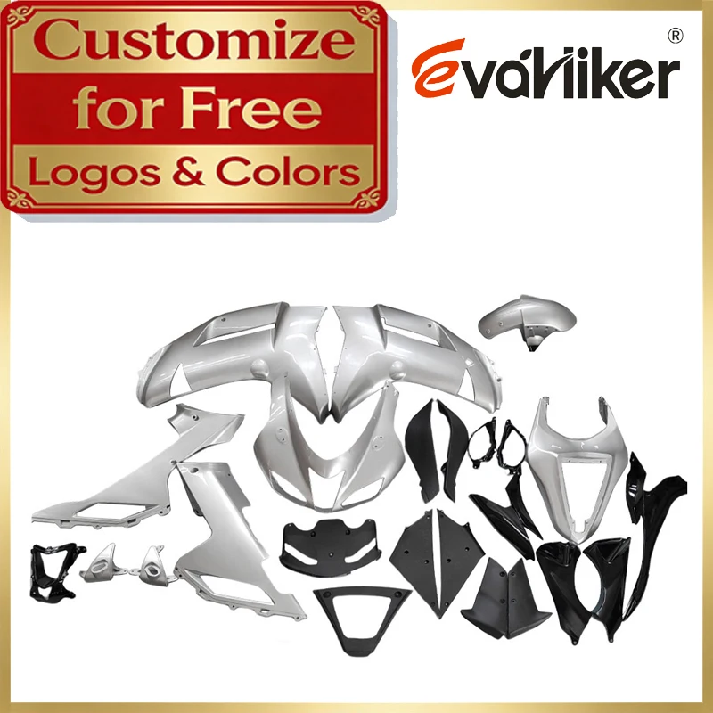 

Комплект обтекателей для инжекционной формовки, полный комплект обтекателей для Kawasaki ZX6R ZX636 2007 2008 07 08, индивидуальная цветная графика, серебристый цвет