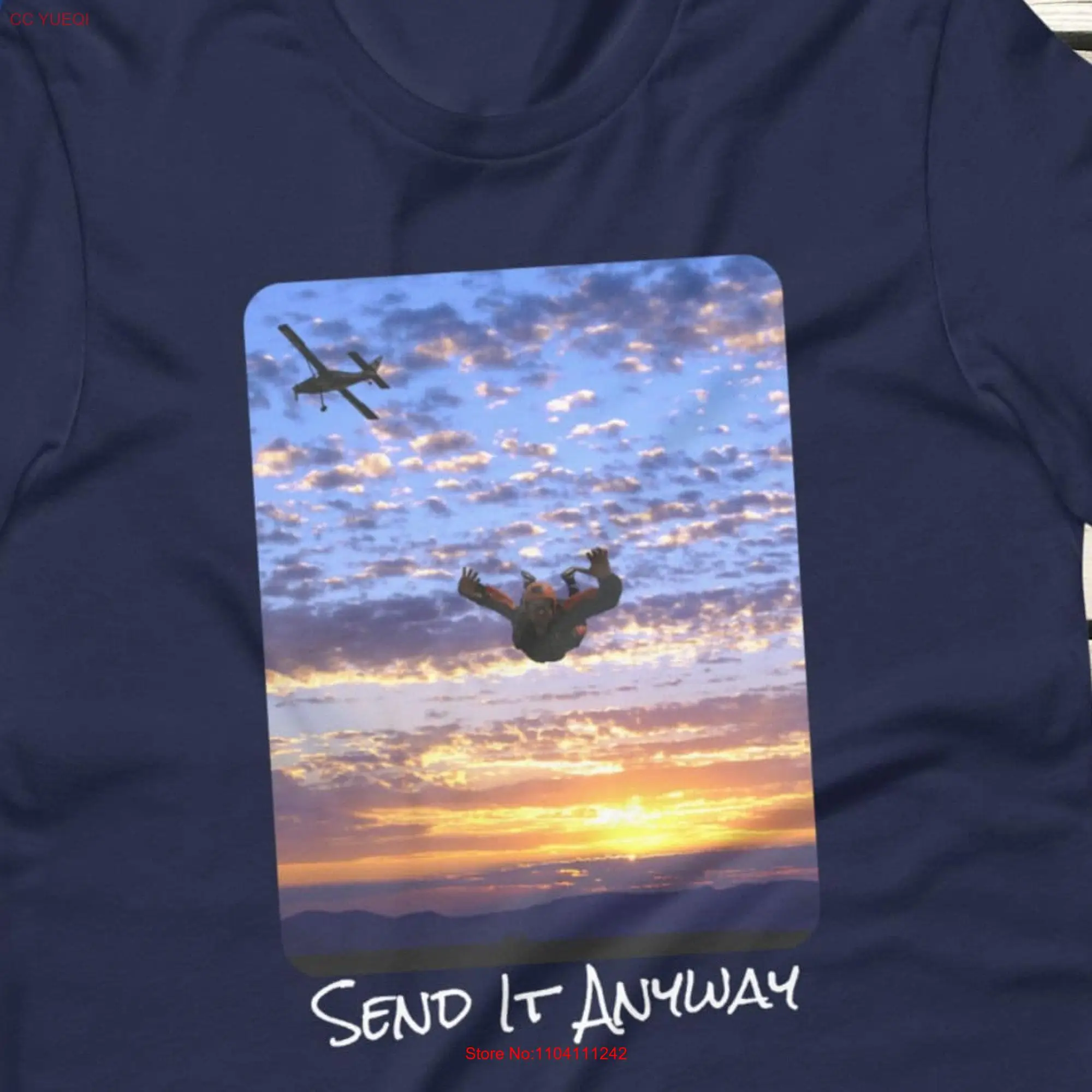 Skydiver T shirt Skydiving Parachuting Free Fall Adventure Adrenaline Minimal Sky Diver Instructor Send It Anyway