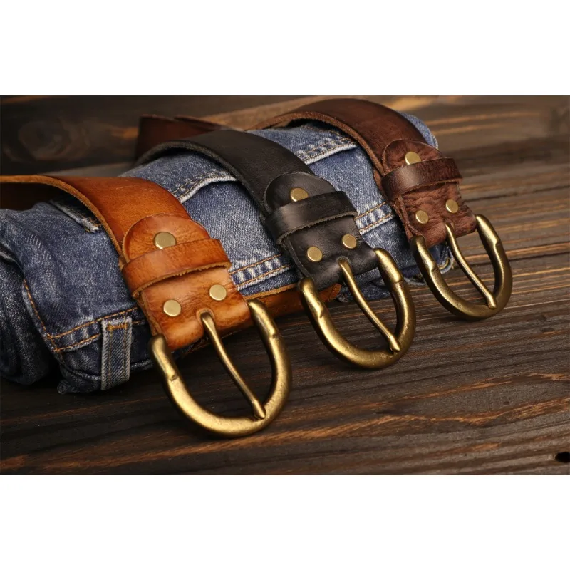 38cm-新品-メンズ-ハンドメイド-カジュアル-本革-銅製バックルベルト-純牛革-メンズカジュアルウェア-トレンド-ヴィンテージベルト
