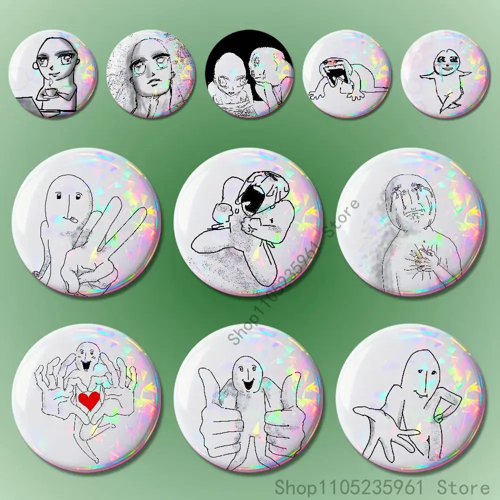 

Emotional Breakdown Spoof 58mm 44mm HD Print Brooch Badges Pretty Derby Round Display Brooches Lapel Pins Custom