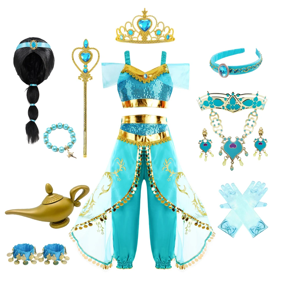 

Arabian Style Costume Kids Jasmine Cosplay Girls Magic Lamp Story Role Play Performance Apparel Halloween Dress
