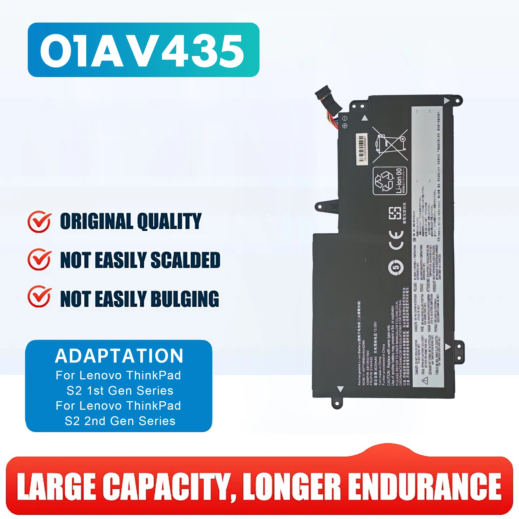 01AV435 Laptop Battery For Lenovo Thinkpad S2 13 20GL 13.3