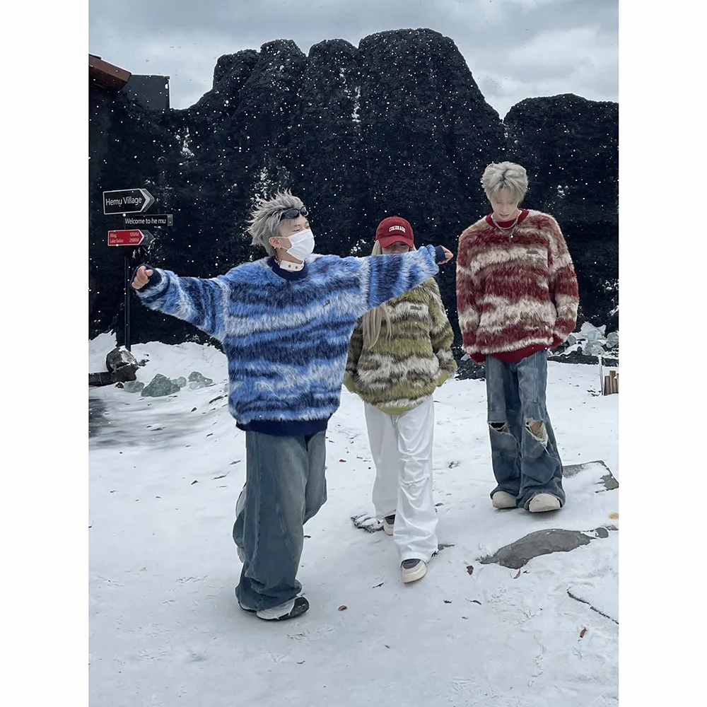 Unisex Knitting Sweater 2025 Autumn Winter New Men's Retro Sweater Soft Cozy Crew Neck Loose Lazy Casual Knit Outerwear