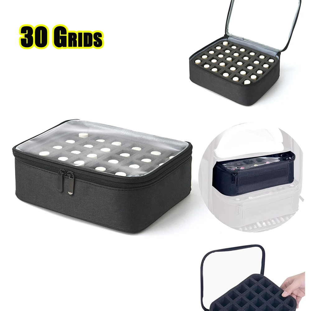 

Сумка для хранения лаков для ногтей на 30 флаконов, портативная сумка для мастера маникюра, органайзер для инструментов, большая косметичка, вмещает до 30 флаконов.