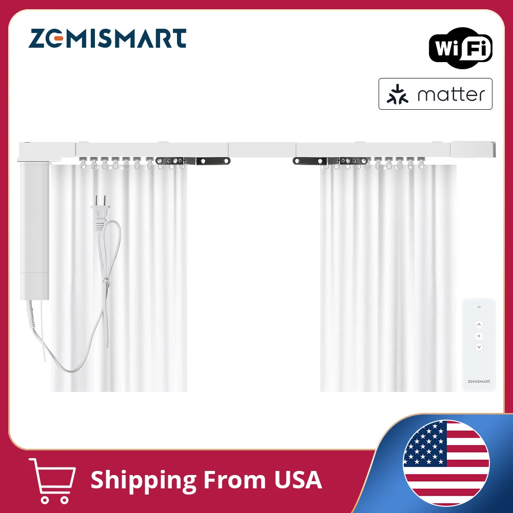 

Комплект умных карнизов Zemismart Matter WiFi с электроприводом, поддержка HomeKit, SmartThings, Google Home, Alexa, Home Assistant