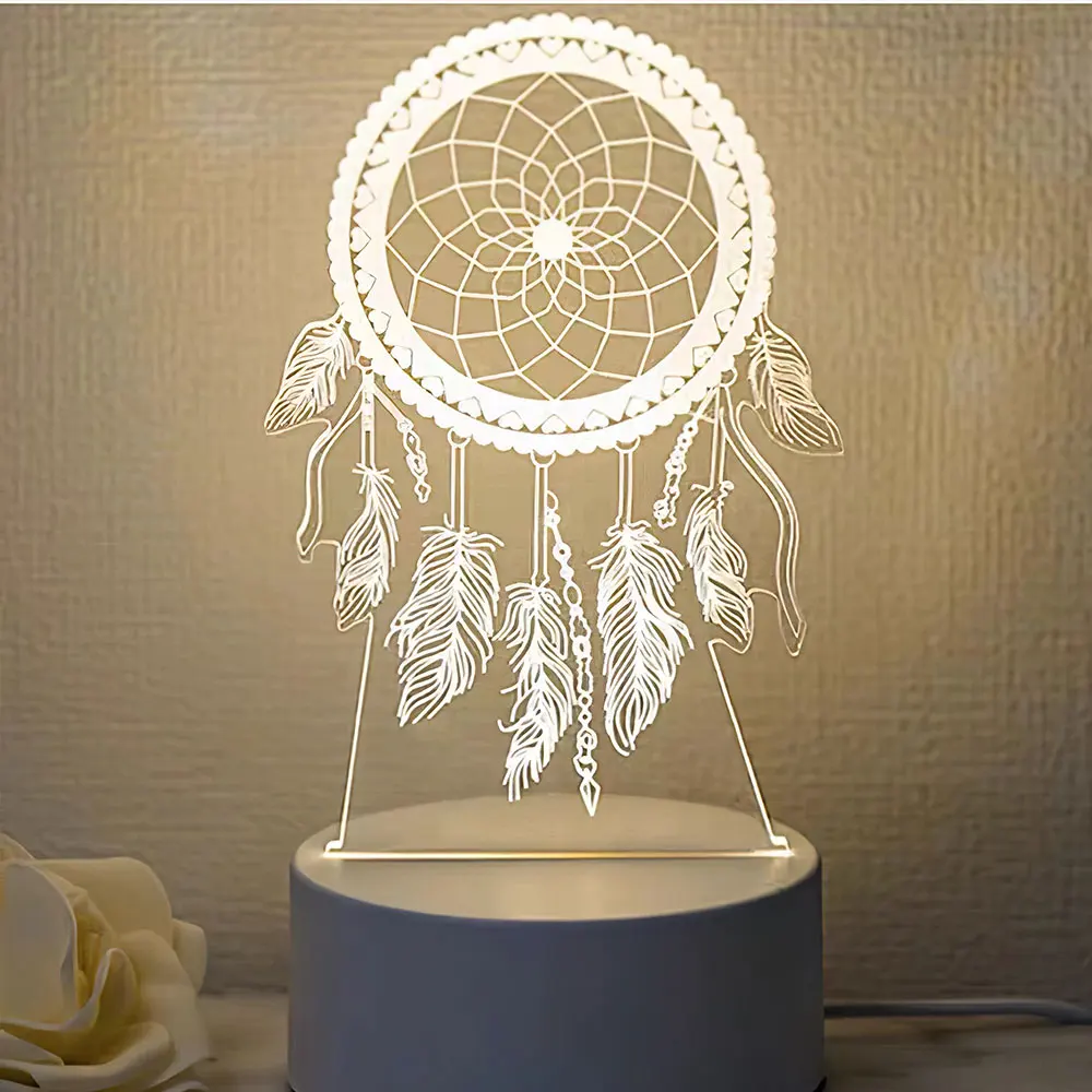 Dreamcatcher Illusion Night Lamp For Children Acrylic Table Lights With Bed Room Decor