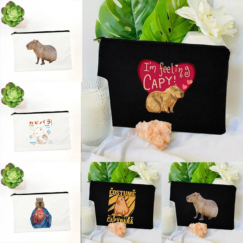 

kawail capybara Guinea Pig Makeup Bags Travel Cute Girls Pencil Cases Canvas Organizer for Cosmetics Make Up Pouch Gift for Girl