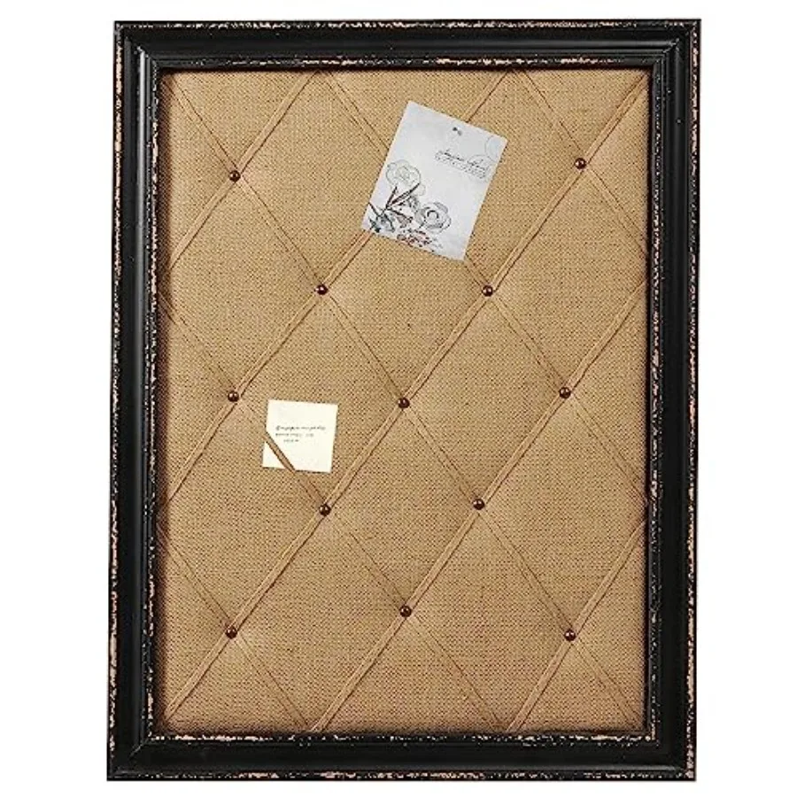 

Vision Board Linen Bulletin Board Black Frame 21"×27" Pin Boards Large Cork Boards for Walls Rustic Message Board Decorative Me