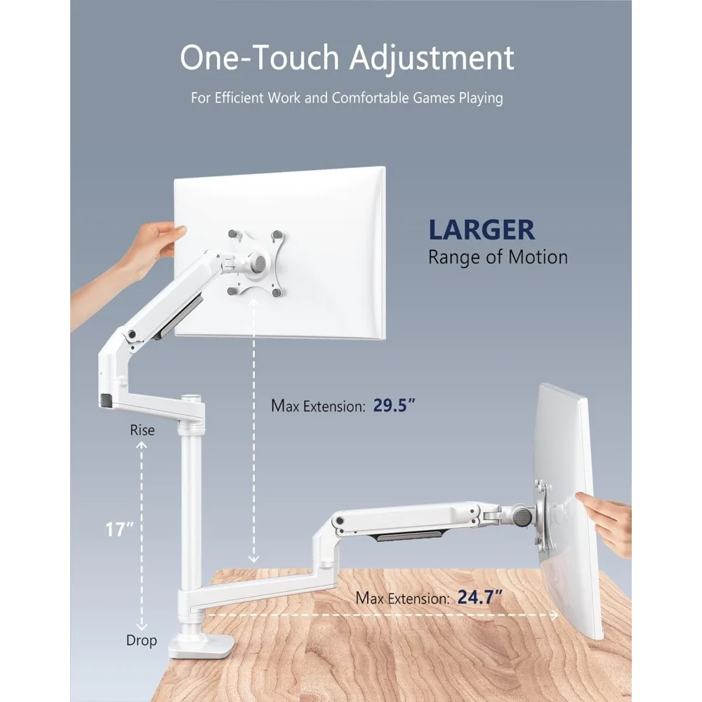 Suporte de display duplo, pode acomodar telas de até 40 polegadas e 25 libras, braços de exibição duplos totalmente ajustáveis
