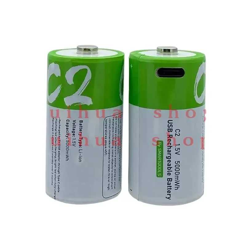 C Size LR14 1.5V 5000mWh Li-po  Rechargeable Battery Type-C Ultra-Fast Charging for Flashlight Gas Cooker