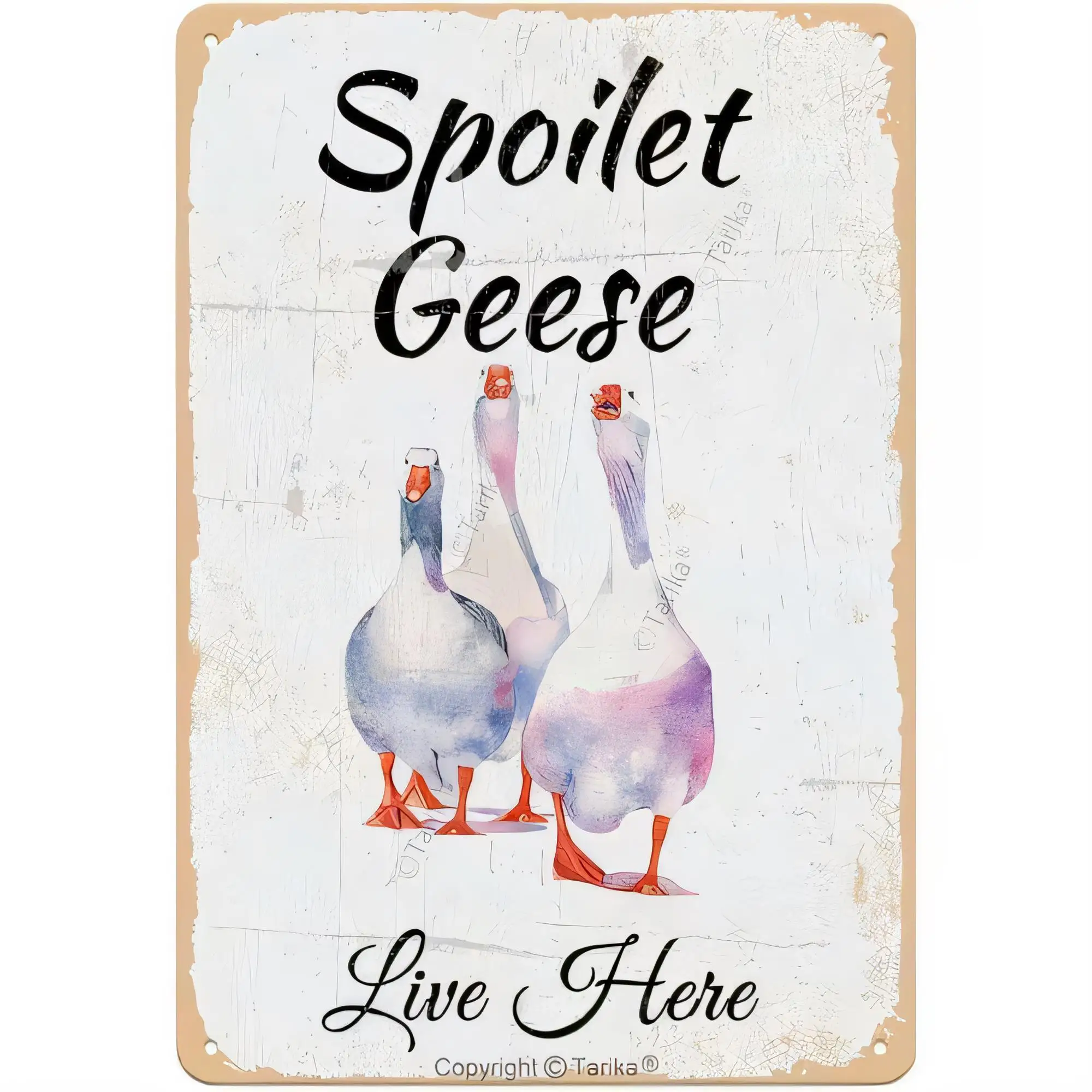 Tin Sign Spouet Geese Live Here Vintage Farm Bird Metal Wall Plaque Decorative Rustic Cottage Kitchen Bar Home Office Retro Post