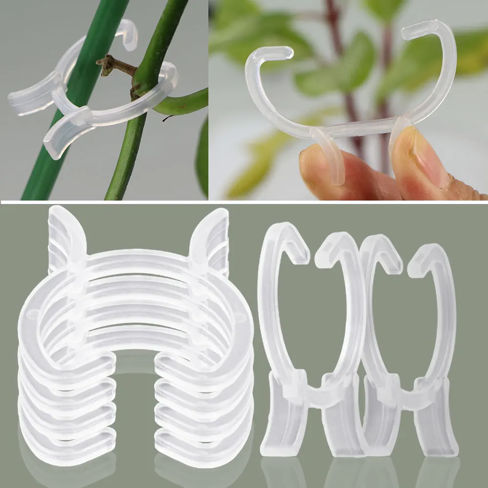 Clear Clip Plant Support Clamp Clip Transparent Plastic Garden Fixture Gripper Great Flower Vine Vegetable Lever Loop Hold Stems