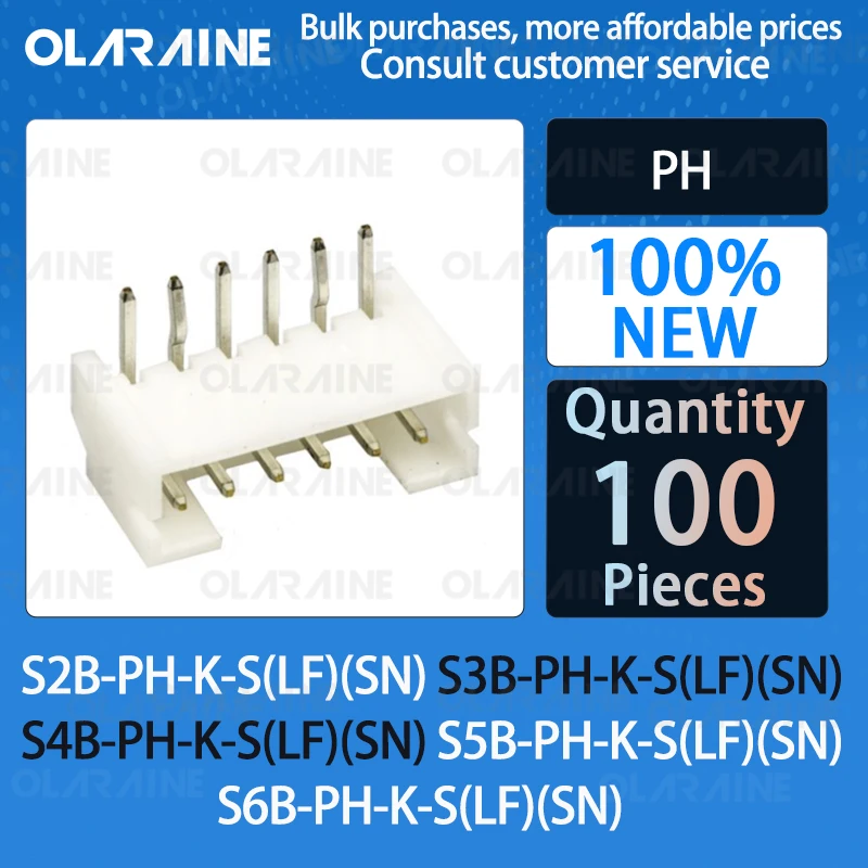 

100Pcs S2B-PH-K-S(LF)(SN) S3B-PH-K-S(LF)(SN) S4B-PH-K-S(LF)(SN) S5B-PH-K-S(LF)(SN) S6B-PH-K-S(LF)(SN) Connectors 2A 100V