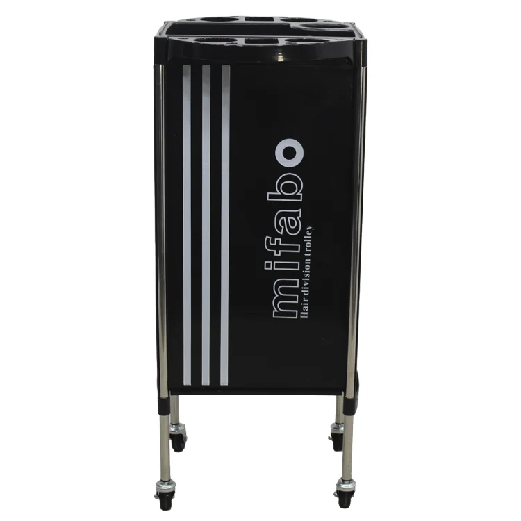 Barber Shop Equipment Black Plastic Drawer Salon Storage Trolleys with Wheels