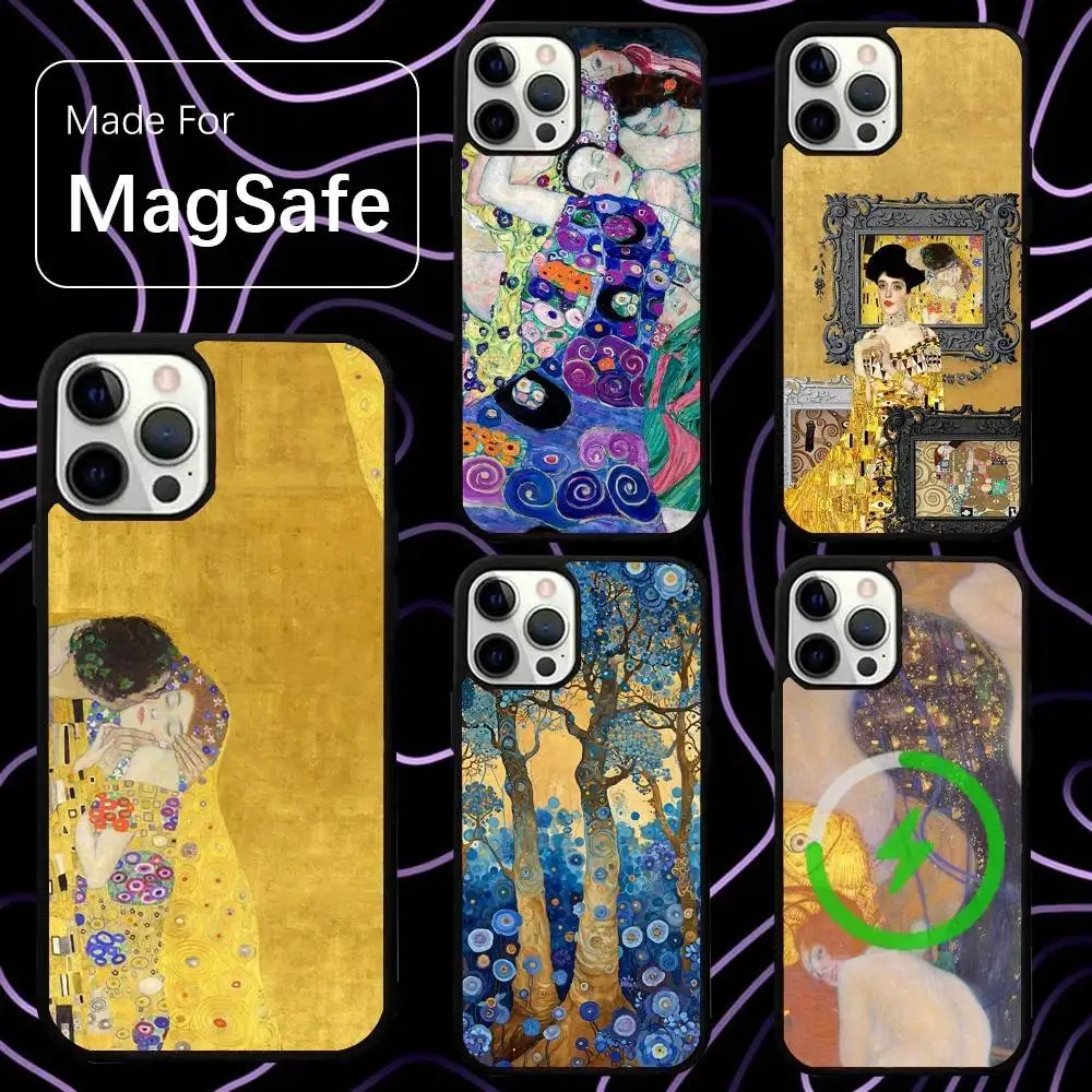 

The Kiss Gustav Klimt ART Phone Case For iPhone 16,15,14,13,12,11,Pro,Max,Plus,Mini,SE New Magsafe Magnetic Wireless Charging