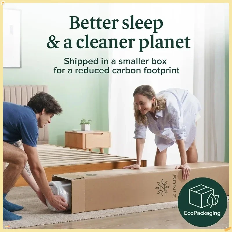 5 Inch Twin Green Tea Memory Foam Mattress, Fiberglass-Free Medium Firm Zoned Support for Back Pain, Guest Bed