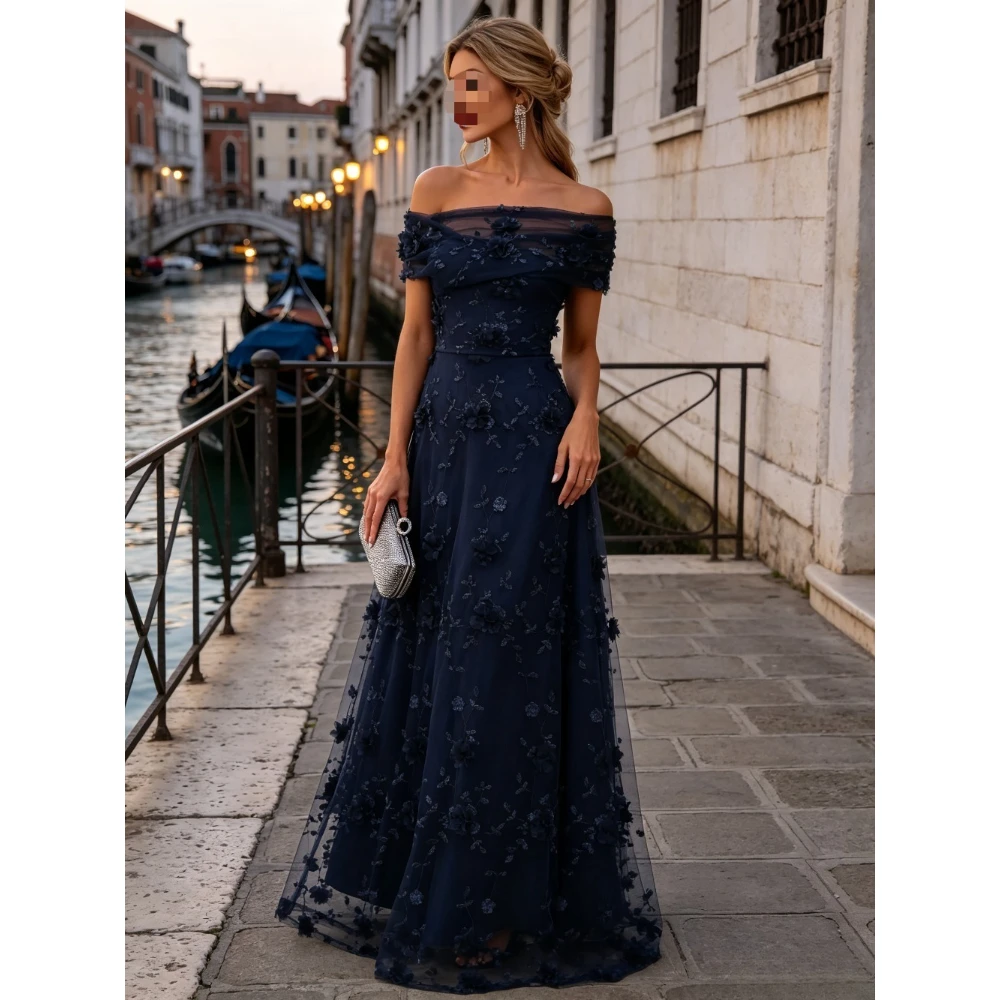 Customized Off Shoulder Sloping Strapless Ball Dress 2026 Floral Lace Transparent Sheer Elegant Bridal Gown Suitable for Parties