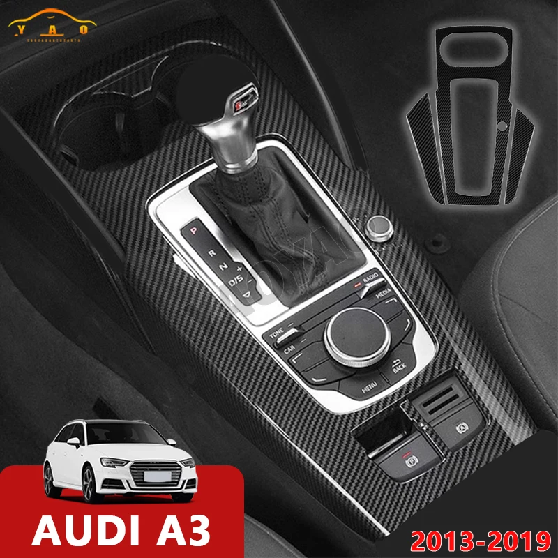  Carbon Fiber For Audi A3 S3 RS3 8V 2014-2019 Car Center Gear Shift Frame Cover Sticker