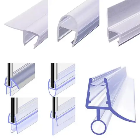 PVC Bath Shower Strip Seal For Screens Door Fits 6-12mm Glass Seals Gaps Waterproof Sealing Strip Bathroom Accessories 2Pcs 50cm