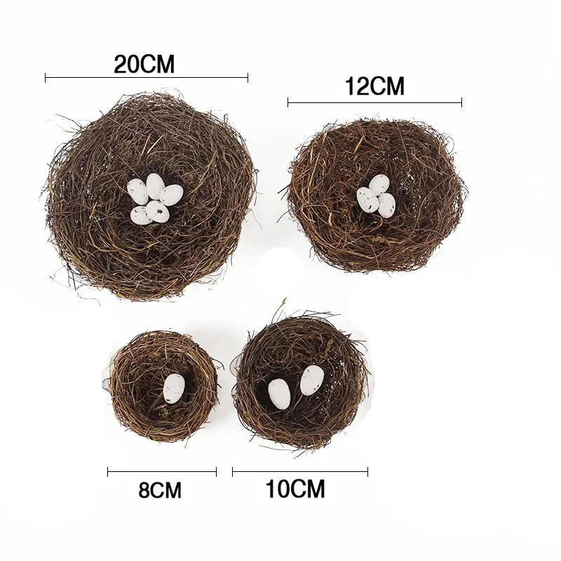 Artificial Bird Nest Straw Round Vine Bird's Nest Easter Handmade Crafts Vine Simulation Bird's Nest Egg Garden Window Bird Hous