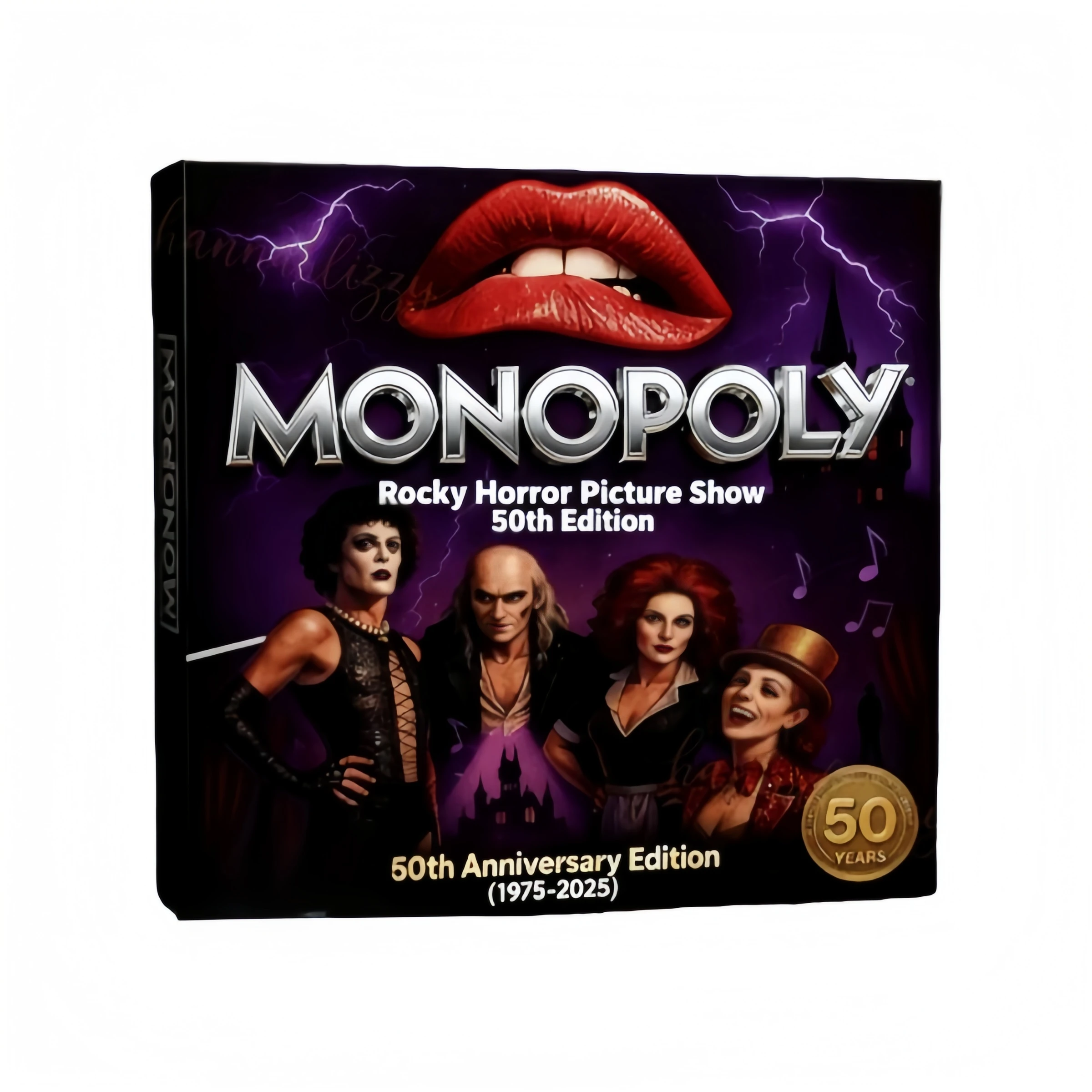 

Настольная игра Monopoly x "The Rocky Horror Picture Show" к 50-летию выпуска (юбилейное издание). Подходит для фанатов, чтобы собирать и играть с ними.