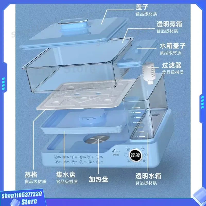 Fast Steam Electric Steamer 5s Heating 12h Keep Warm 24h Timer Anti Dry Burn Breakfast Maker Cook Steam Integrated Machine