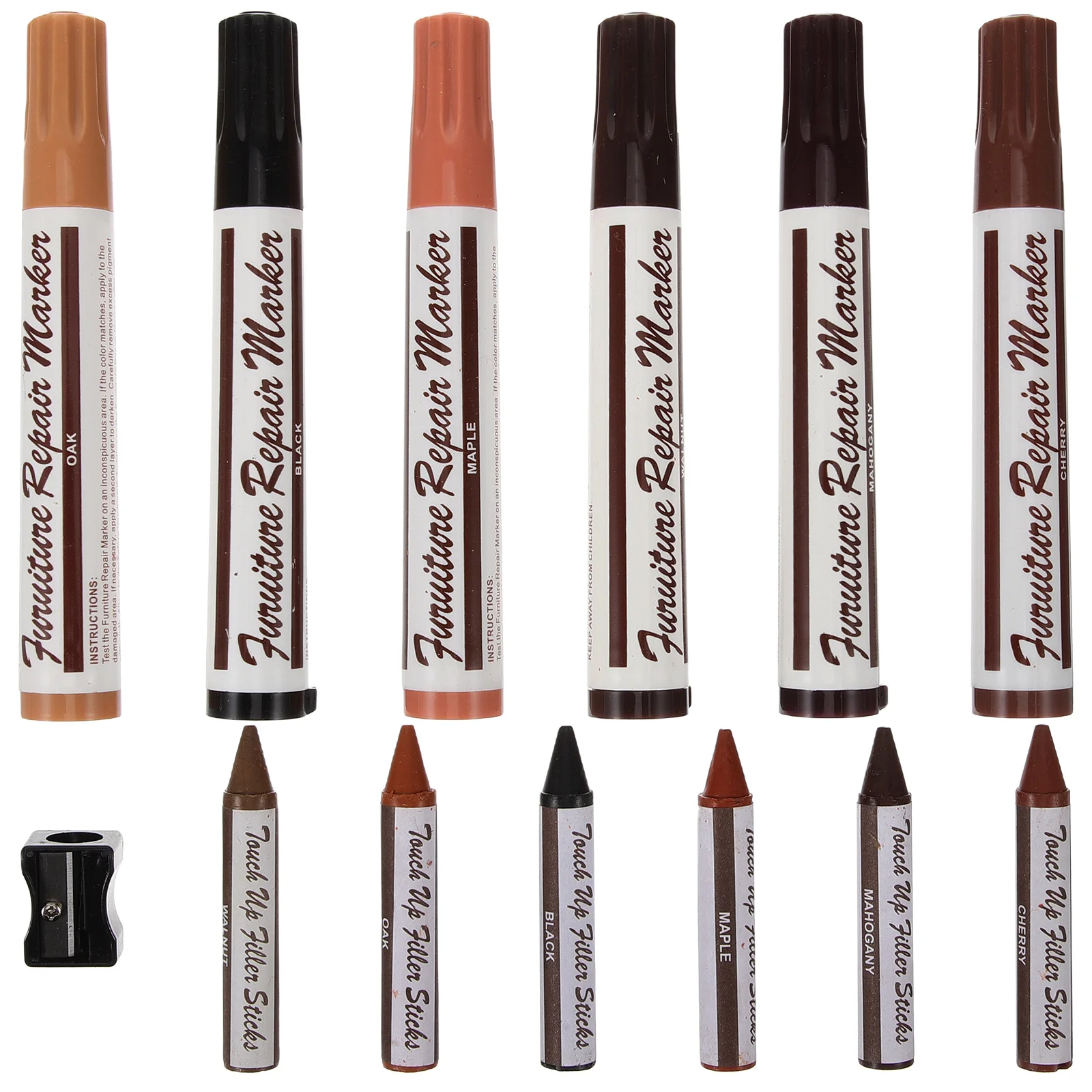 Juego de rotuladores de reparación de arañazos de madera, secado rápido, fuerte cobertura para molduras de muebles de suelo, herramientas de bricolaje para el hogar, 1 Juego