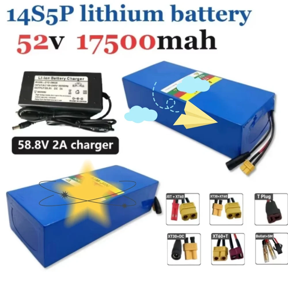 

14S5P 52V 17500mAh 18650 Lithium Battery with BMS for 1500W Devices And Transportation Equipment with Charger