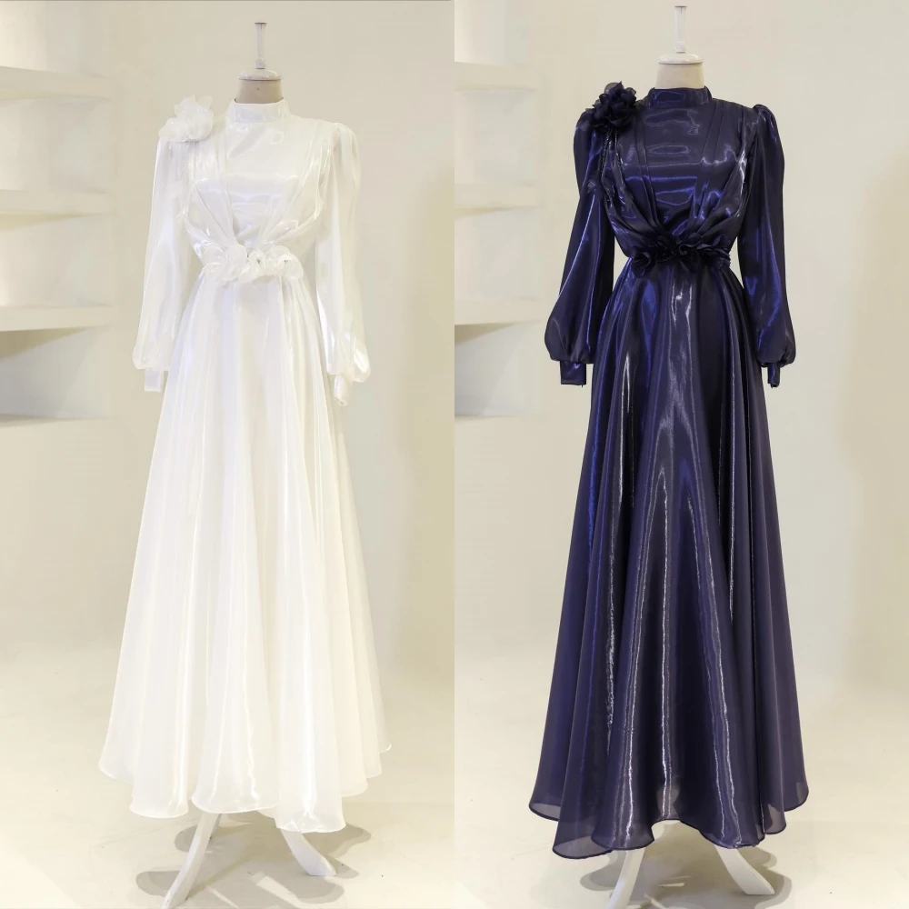 

Customized Pleat Applique High Collar A-line Long Dresses Bespoke Occasion Classic Evening Dress Elegant Party Wedding