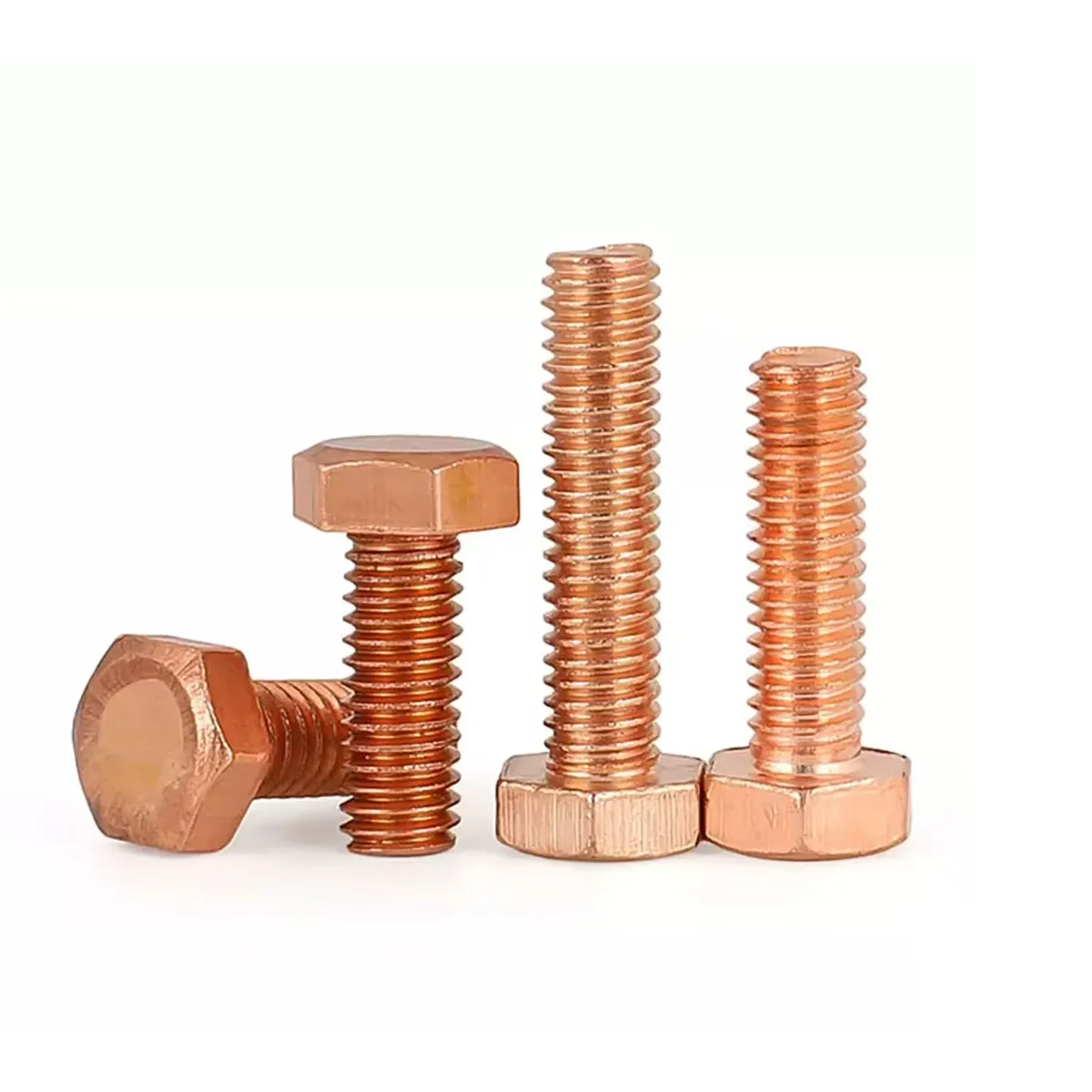 Guangluo M3-m12 Din933 Standard T2 Pure Copper Hex Bolt Red Purple Copper High Conductivity Industrial Fastener Screw