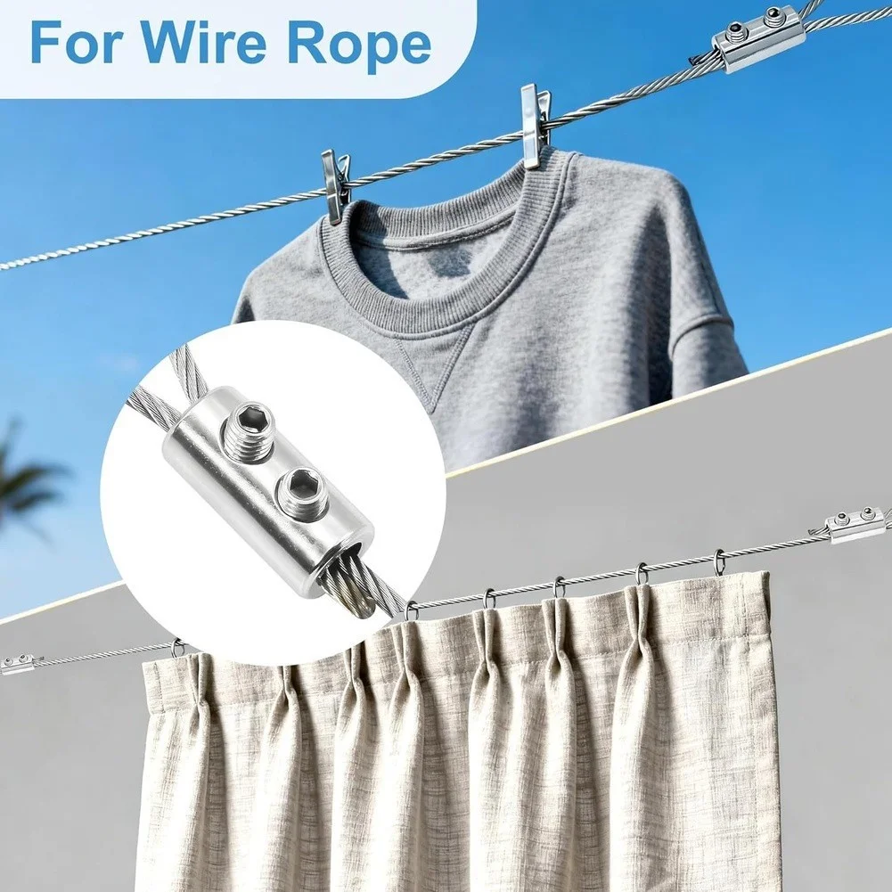 40pcs Copper Wire Rope Clips For 1.5-2mm Diameter, Easy Install Double-Hole Cable Fasteners For Garden Clothesline Projects