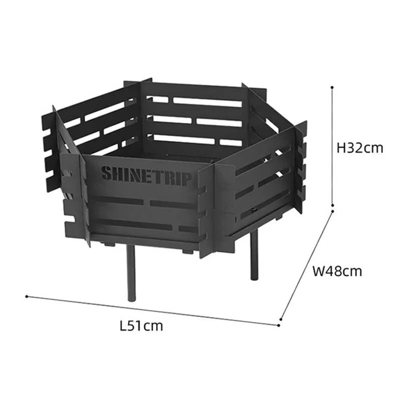 ShineTrip Outdoor Camping Carbon Steel Fire Table Detachable and Foldable High Temperature and Corrosion Resistant Incinerator