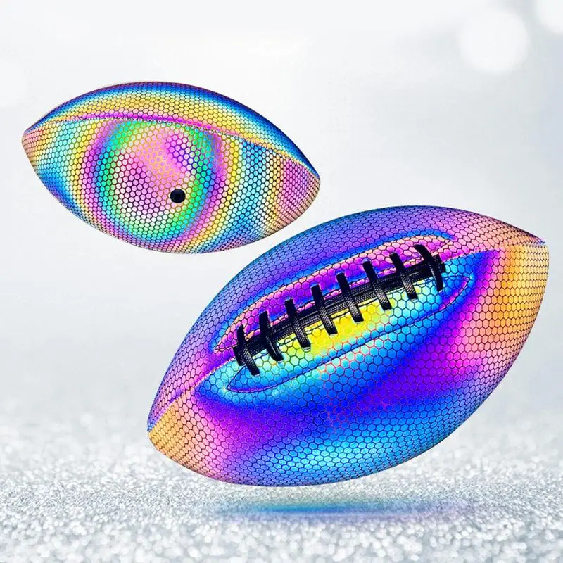 Glowing Training Rugby Ball Luminous Light Up Reflective Pu Leather Safe Training Rugby Great American Football Toy Gifts