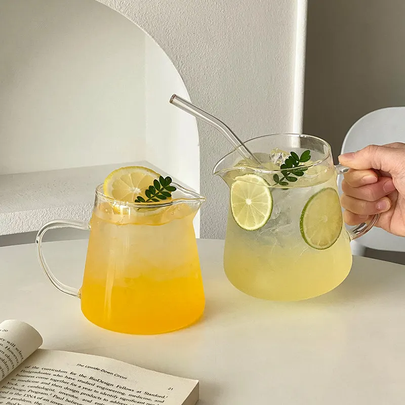 Handle Large Capacity Fruit Tea Glass 2026 Summer Creative Transparent Lemonade High Borosilicate Glass Juicy Coffee Glass