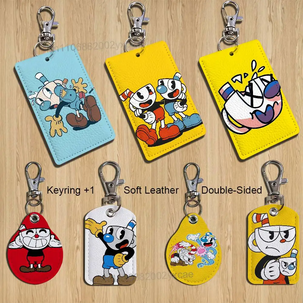 

Pass quickly Mugman Cuphead Card Holder With Keychain Executive Protection For Bank Credit Subway Bus Case