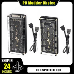 Computer RGB HUB Splitter 5V 3Pin / 12V 4Pin Collector For PC Gamer Cabinet Fan & LED Light MB AURA SYNC
