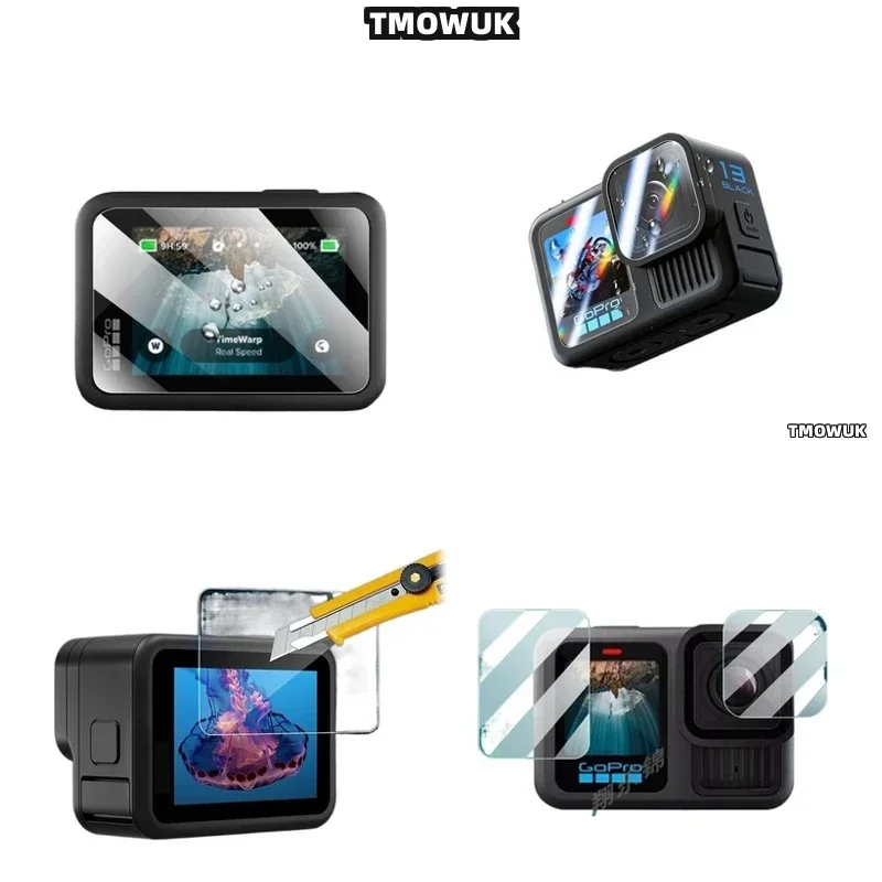 

For GoPro Hero 13 – 9H HD Tempered Glass Screen Protector With Lens Protector – Full Front Back Coverage – Anti-Scratch, Shockpr