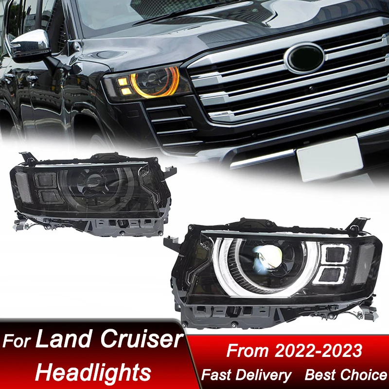 Car Headlights For Toyota Land Cruiser LC300 2022-2023 Defender style Led Upgrade High Configure Projector Lens Accessories Kit