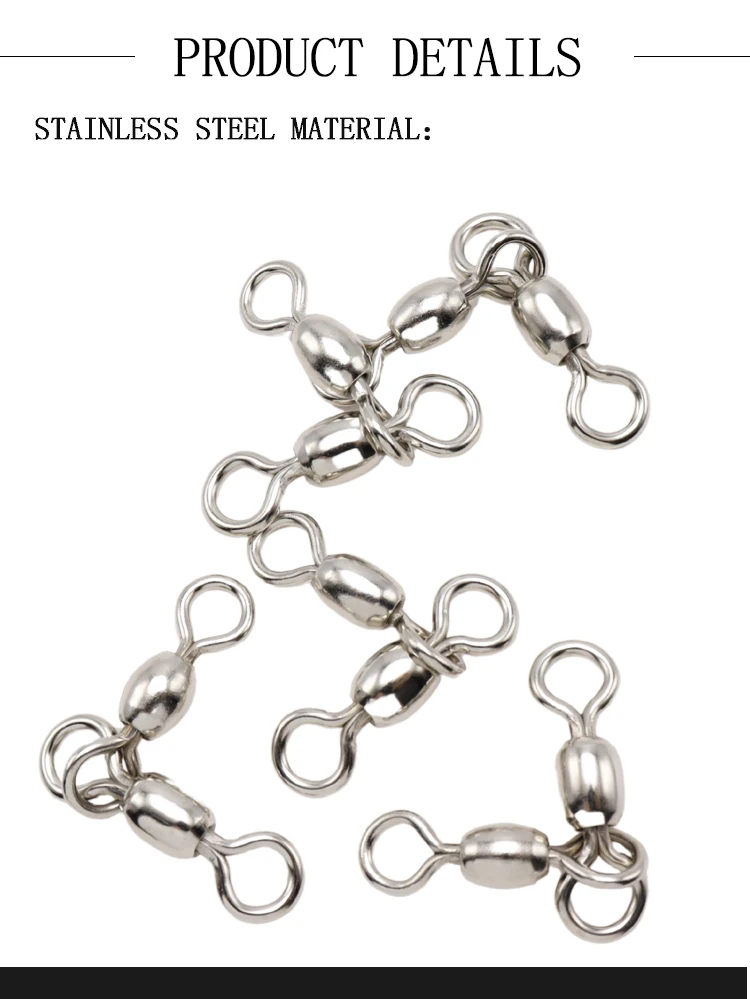 ZYZHE 4~7 Stück/Beutel Boot-Angelwirbel, Hochbelastbare Edelstahl-Dreiwege-Wirbel für Meeresfischerei, Angelzubehör – Detail 5