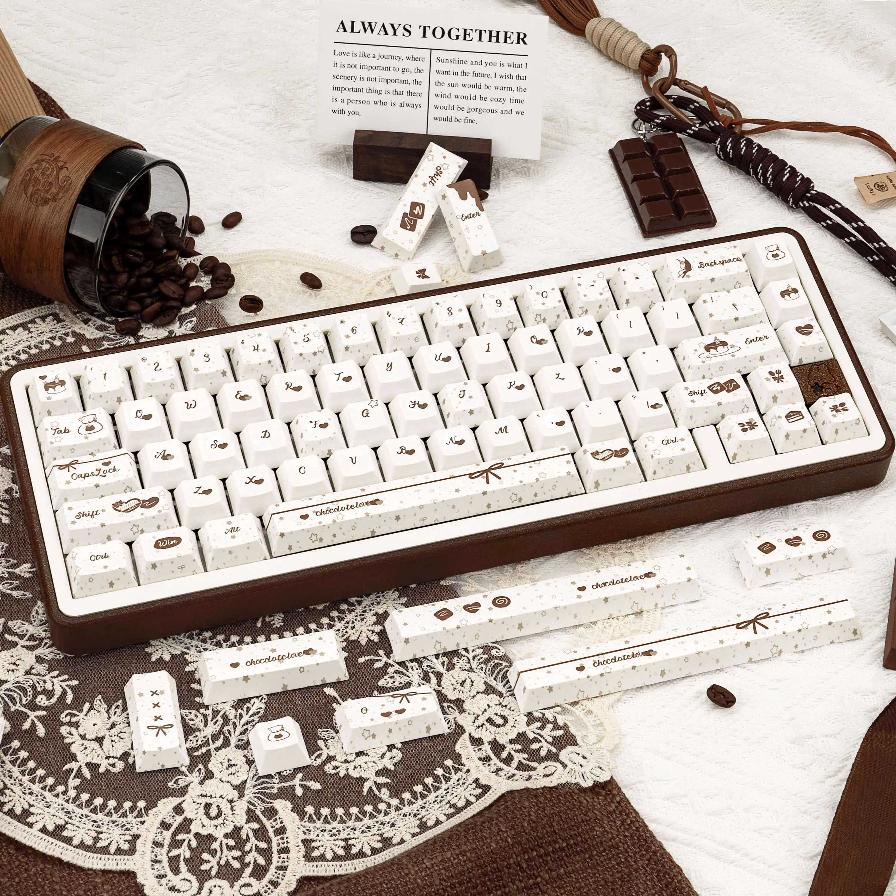 

Kawaii ISO Alice Layout Keycaps 145 Keys FOA Cheery Profile MX Switches Keycap Compatible with 61/64/75/84/87/96/98/100/104/108