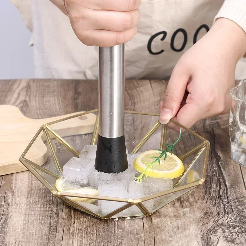 Stainless Steel Crushed Ice Hammer Multifunctional Popsicle Sticks Cocktail Swizzle Stick Fruit Lemon Muddle Pestle Bar Tools