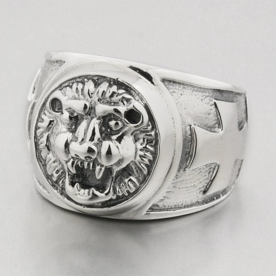 

925 Sterling Silver Lion Cross Ring Biker Rock Punk Jewelry 8S007 US Size 7~15